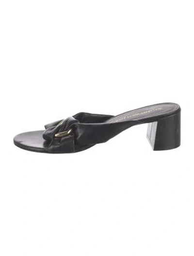 Pre-owned Stuart Weitzman Leather Slides In Black