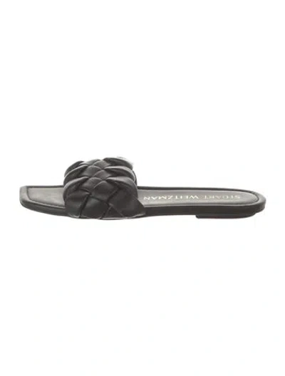 Pre-owned Stuart Weitzman Leather Slides In Black