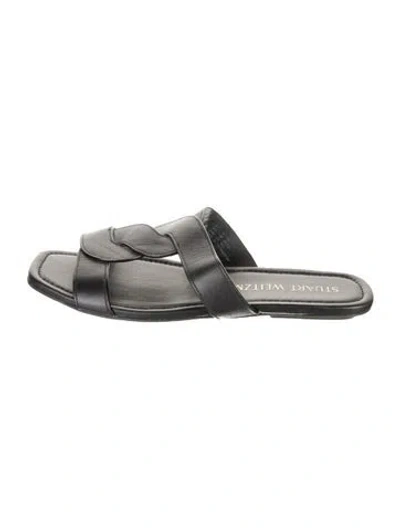 Pre-owned Stuart Weitzman Leather Slides In Black