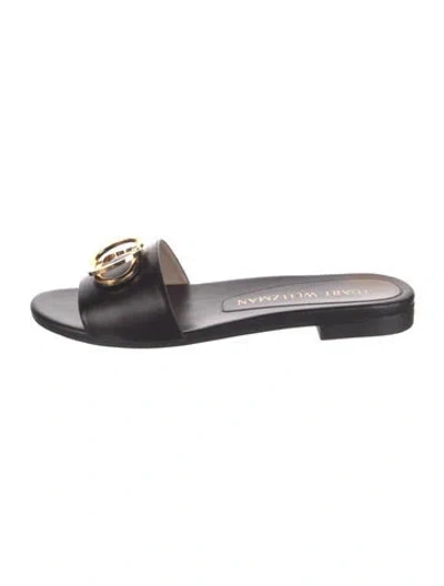 Pre-owned Stuart Weitzman Leather Slides In Black