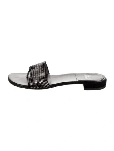 Pre-owned Stuart Weitzman Leather Slides In Black