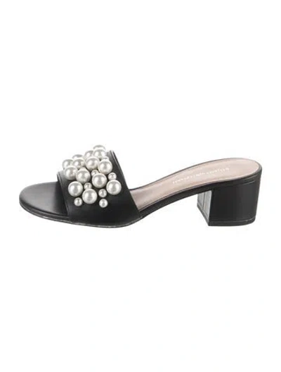 Pre-owned Stuart Weitzman Leather Slides In Black