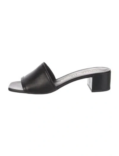 Pre-owned Stuart Weitzman Leather Slides In Black