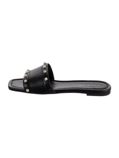 Pre-owned Stuart Weitzman Leather Slides In Black
