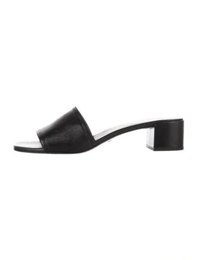 Pre-owned Stuart Weitzman Leather Slides In Black/white