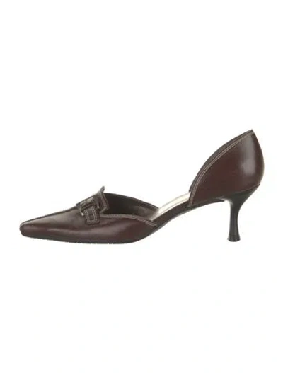 Pre-owned Stuart Weitzman Leather Slides In Brown