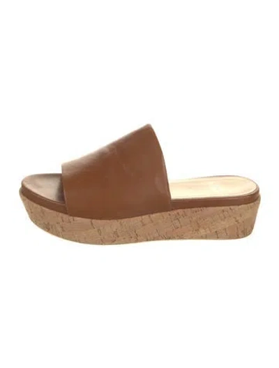 Pre-owned Stuart Weitzman Leather Slides In Brown