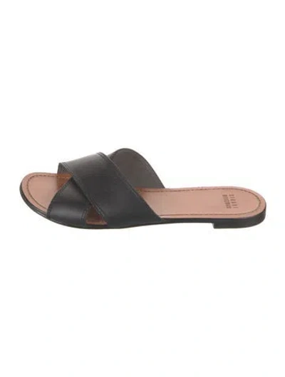 Pre-owned Stuart Weitzman Leather Slides In Brown