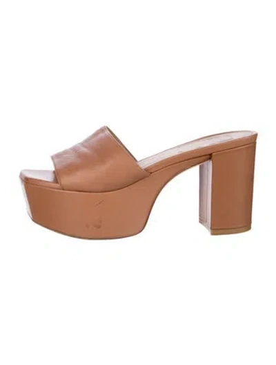 Pre-owned Stuart Weitzman Leather Slides In Brown