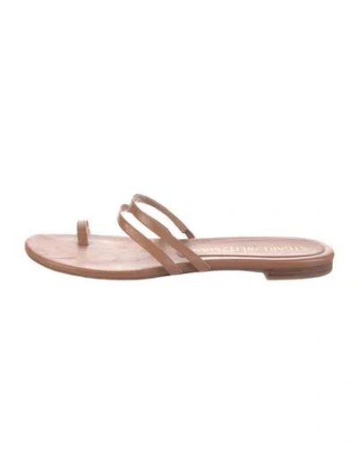 Pre-owned Stuart Weitzman Leather Slides In Brown