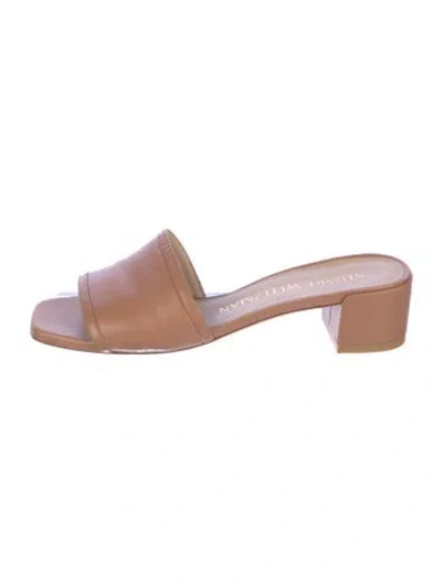 Pre-owned Stuart Weitzman Leather Slides In Brown