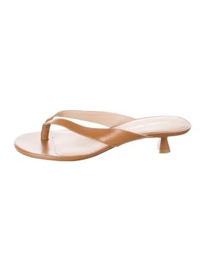 Pre-owned Stuart Weitzman Leather Slides In Brown