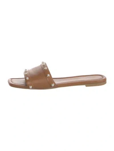 Pre-owned Stuart Weitzman Leather Slides In Brown