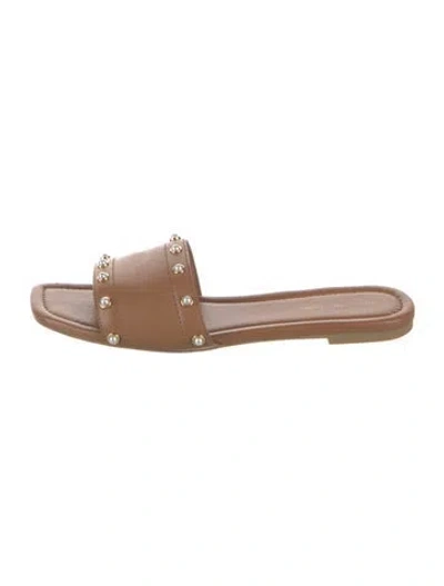 Pre-owned Stuart Weitzman Leather Slides In Brown