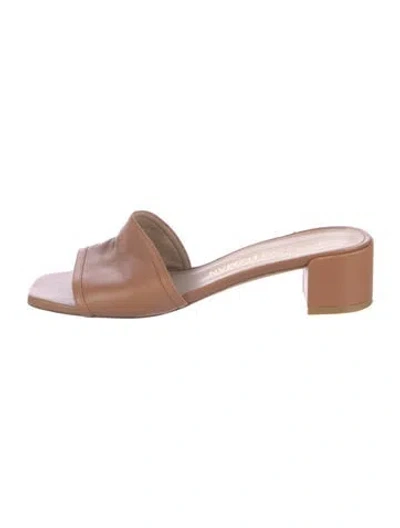 Pre-owned Stuart Weitzman Leather Slides In Brown