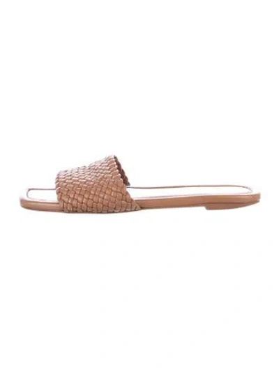 Pre-owned Stuart Weitzman Leather Slides In Brown