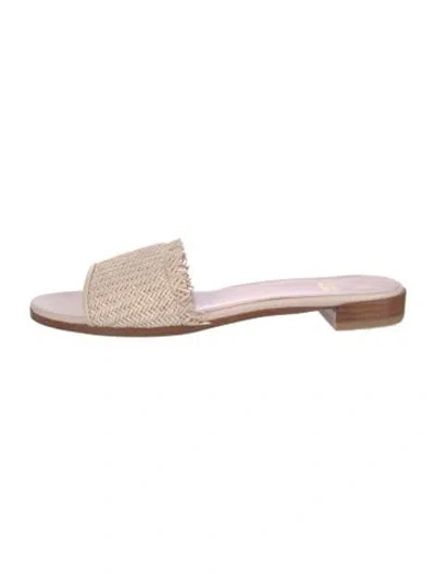 Pre-owned Stuart Weitzman Leather Slides In Brown/gold
