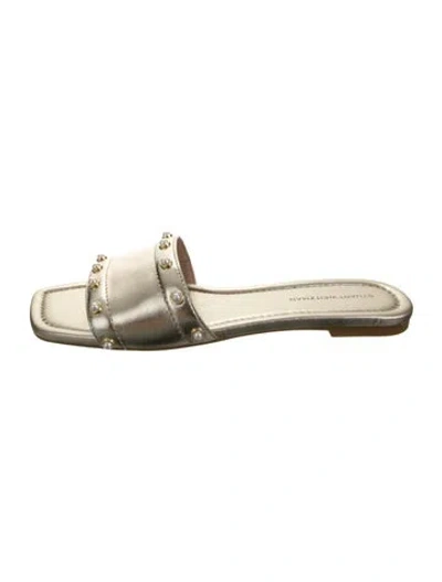 Pre-owned Stuart Weitzman Leather Slides In Gold
