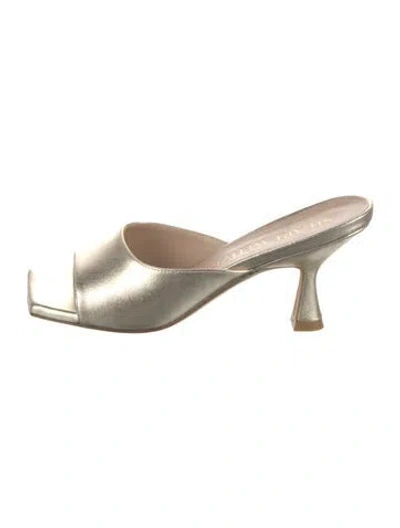 Pre-owned Stuart Weitzman Leather Slides In Gold/metallic