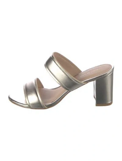 Pre-owned Stuart Weitzman Leather Slides In Gold/metallic