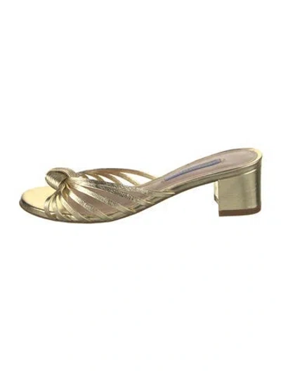 Pre-owned Stuart Weitzman Leather Slides In Gold/metallic