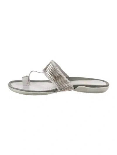 Pre-owned Stuart Weitzman Leather Slides In Gray