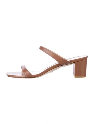 Pre-owned Stuart Weitzman Leather Slides In Neutral