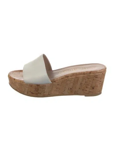 Pre-owned Stuart Weitzman Leather Slides In Neutral
