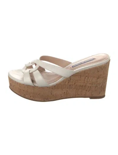 Pre-owned Stuart Weitzman Leather Slides In Neutral
