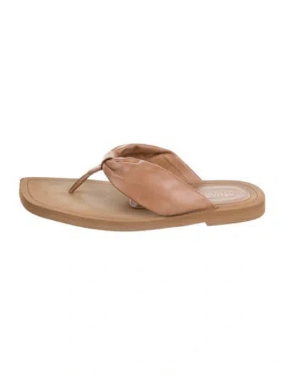 Pre-owned Stuart Weitzman Leather Slides In Neutral