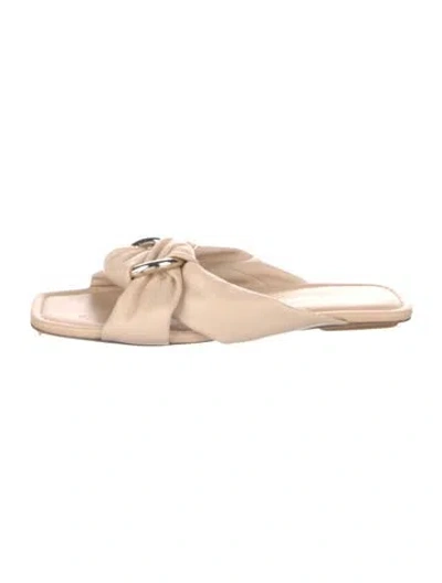 Pre-owned Stuart Weitzman Leather Slides In Neutral