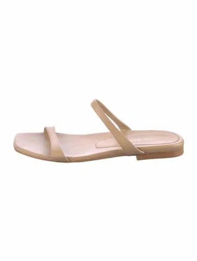 Pre-owned Stuart Weitzman Leather Slides In Neutral