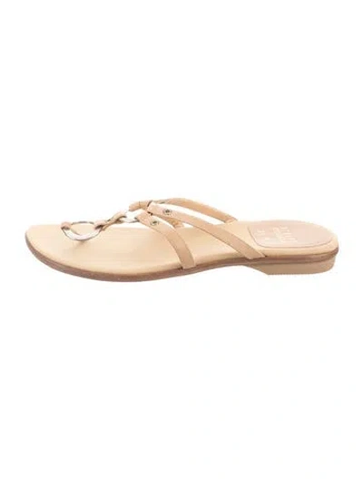 Pre-owned Stuart Weitzman Leather Slides In Neutral