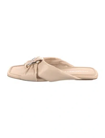 Pre-owned Stuart Weitzman Leather Slides In Neutral