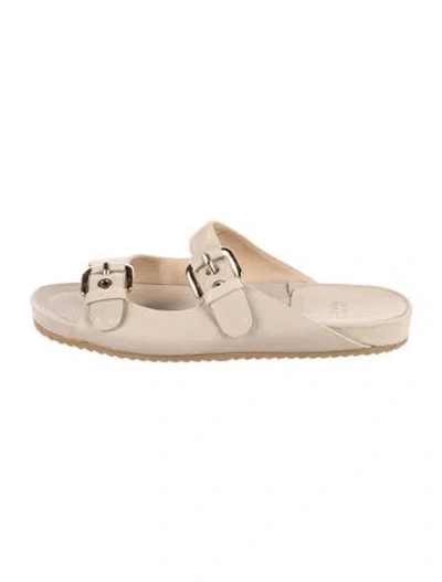Pre-owned Stuart Weitzman Leather Slides In Neutral
