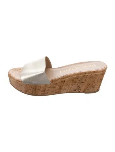 Pre-owned Stuart Weitzman Leather Slides In Neutrals