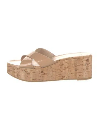 Pre-owned Stuart Weitzman Leather Slides In Neutrals