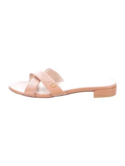 Pre-owned Stuart Weitzman Leather Slides In Neutrals