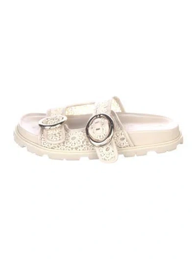 Pre-owned Stuart Weitzman Leather Slides In Neutrals