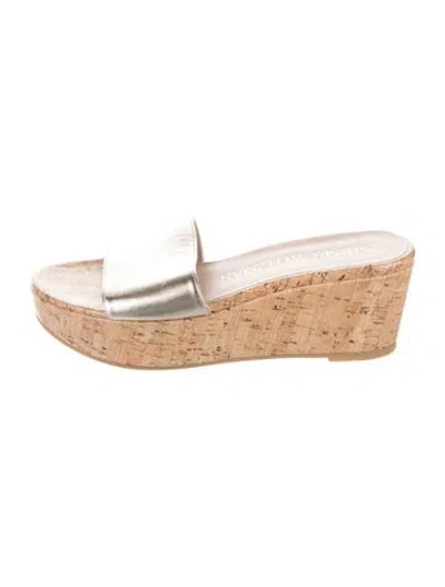 Pre-owned Stuart Weitzman Leather Slides In Neutrals