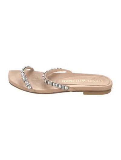 Pre-owned Stuart Weitzman Leather Slides In Neutrals
