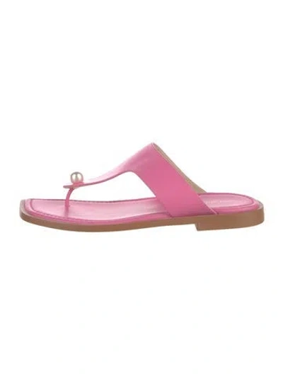 Pre-owned Stuart Weitzman Leather Slides In Pink