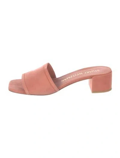 Pre-owned Stuart Weitzman Leather Slides In Pink
