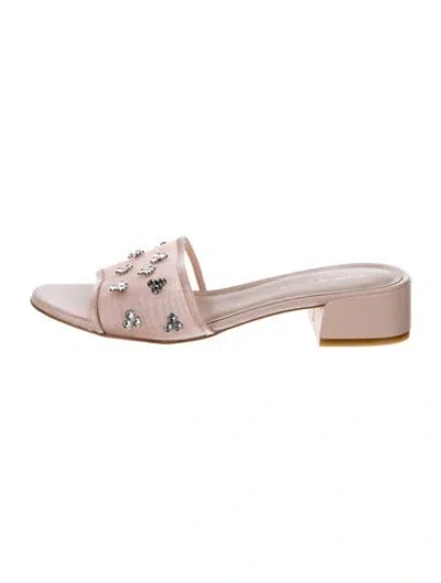 Pre-owned Stuart Weitzman Leather Slides In Pink