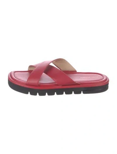 Pre-owned Stuart Weitzman Leather Slides In Red
