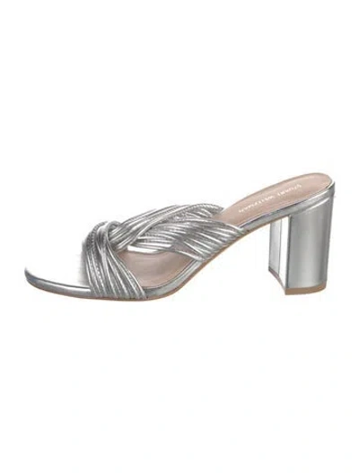 Pre-owned Stuart Weitzman Leather Slides In Silver