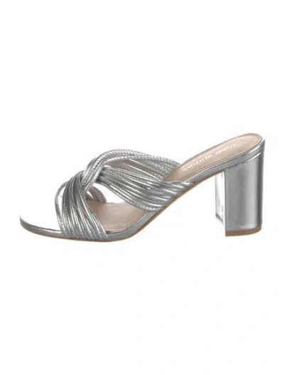 Pre-owned Stuart Weitzman Leather Slides In Silver