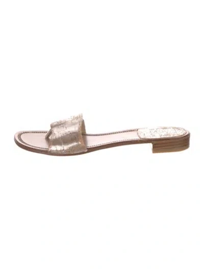 Pre-owned Stuart Weitzman Leather Slides In Silver