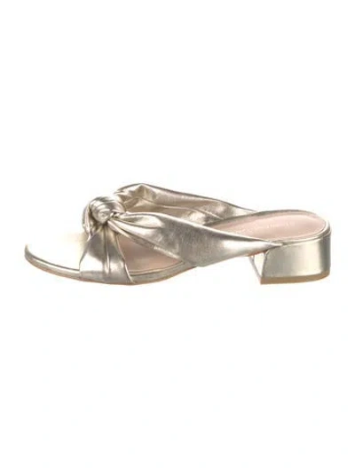 Pre-owned Stuart Weitzman Leather Slides In Silver