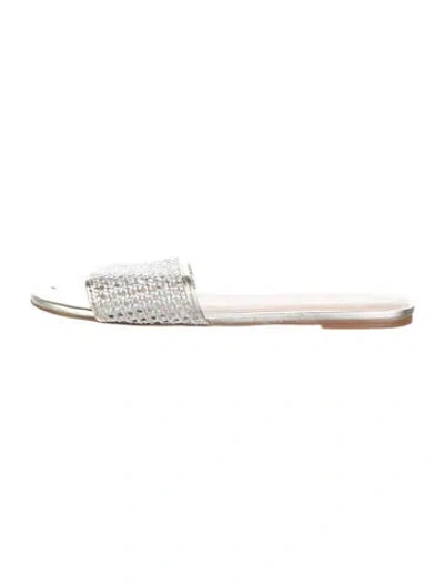 Pre-owned Stuart Weitzman Leather Slides In Silver